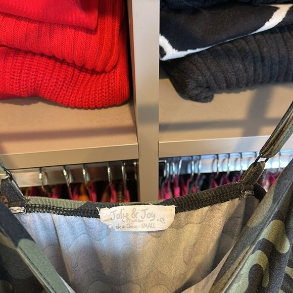 Jolie & Joy black/olive camouflaged adjustable straps smocked waist jumpsuit S - Picture 2 of 3